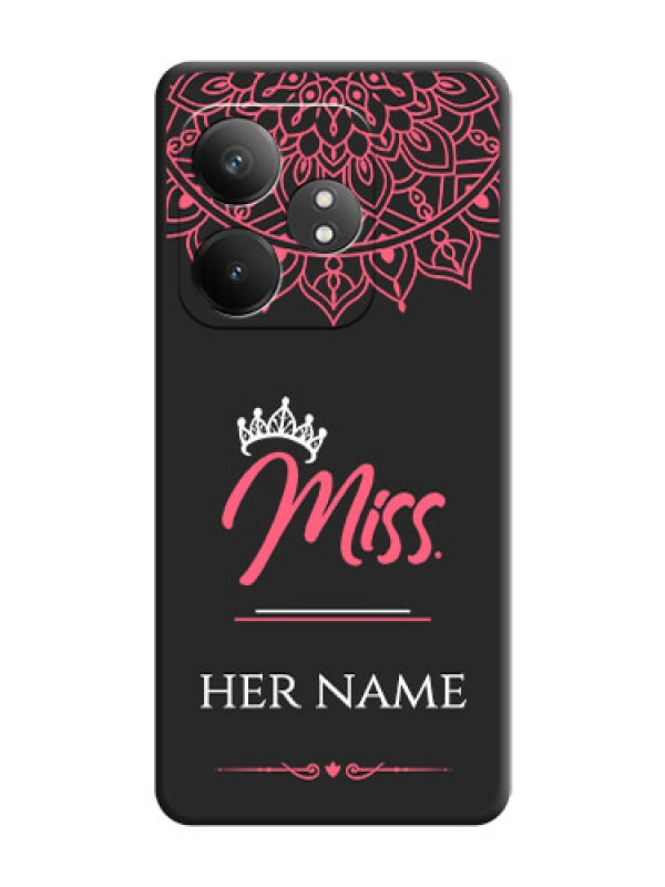 Custom Mrs Name with Floral Design On Space Black Custom Soft Matte Mobile Back Cover - Realme GT 6T 5G