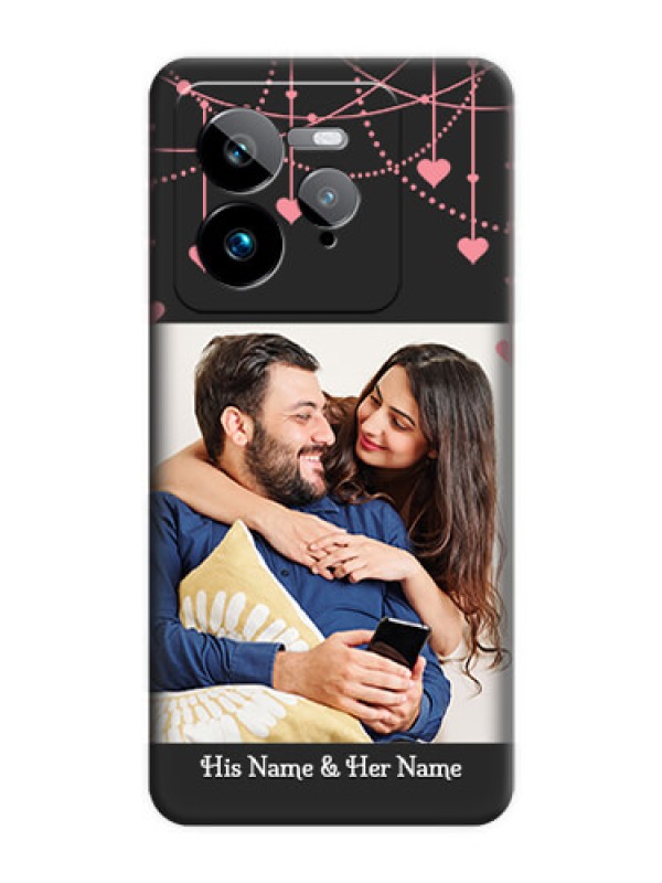 Custom Pink Love Hangings with Text On Space Black Custom Soft Matte Mobile Back Cover - Realme GT 7 Pro