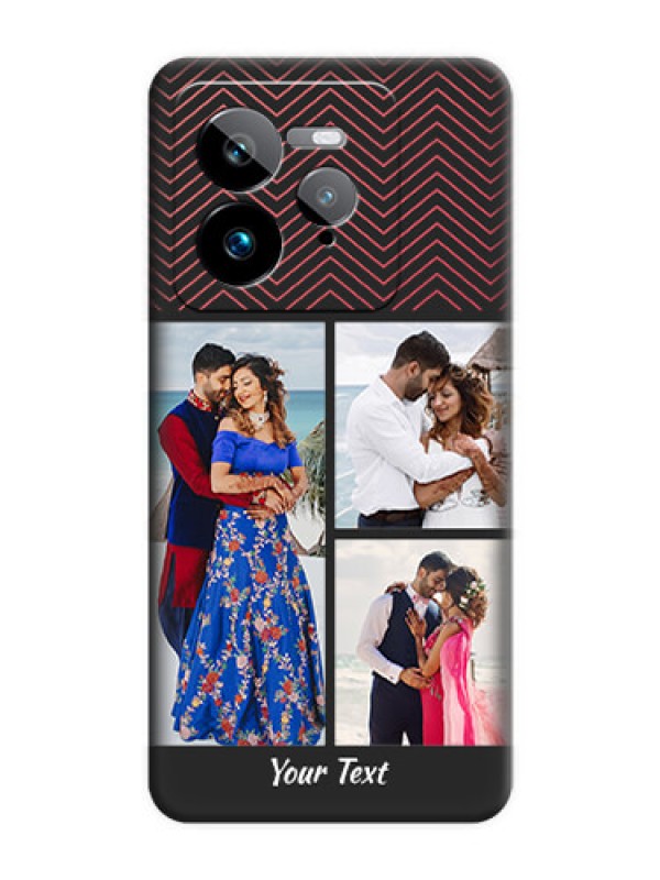 Custom Wave Pattern with 3 Image Holder On Space Black Custom Soft Matte Mobile Back Cover - Realme GT 7 Pro