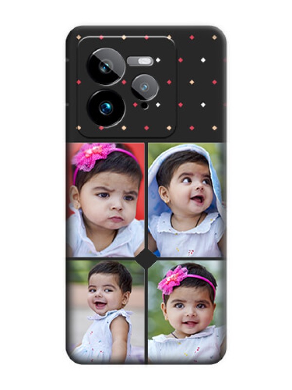 Custom Multicolor Dotted Pattern with 4 Image Holder On Space Black Custom Soft Matte Mobile Back Cover - Realme GT 7 Pro