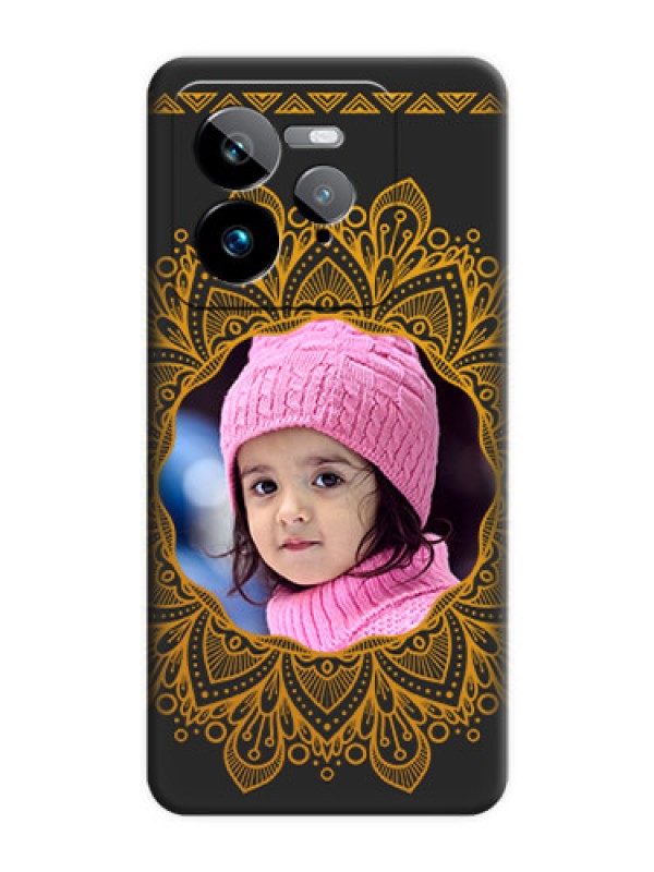 Custom Round Image with Floral Design On Space Black Custom Soft Matte Mobile Back Cover - Realme GT 7 Pro