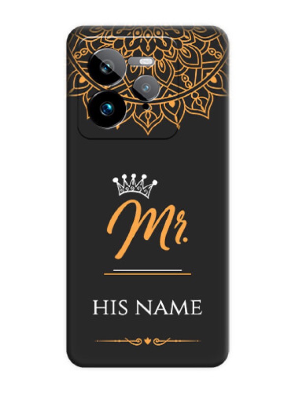 Custom Mr Name with Floral Design On Space Black Custom Soft Matte Mobile Back Cover - Realme GT 7 Pro