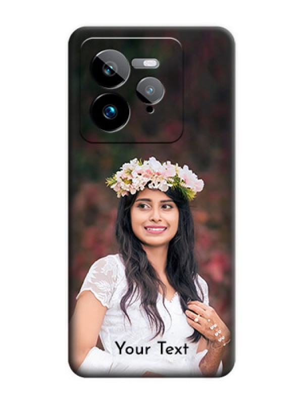 Custom Full Single Pic Upload With Text On Space Black Custom Soft Matte Mobile Back Cover - Realme GT 7 Pro