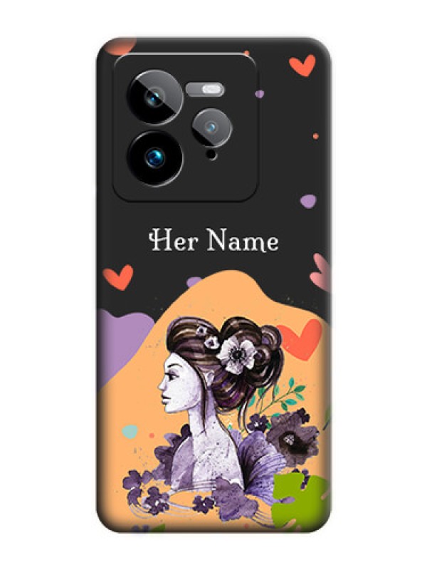 Custom Namecase For Her With Fancy Lady Image On Space Black Custom Soft Matte Mobile Back Cover - Realme GT 7 Pro