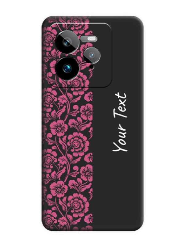 Custom Pink Floral Pattern Design With Custom Text On Space Black Custom Soft Matte Mobile Back Cover - Realme GT 7 Pro