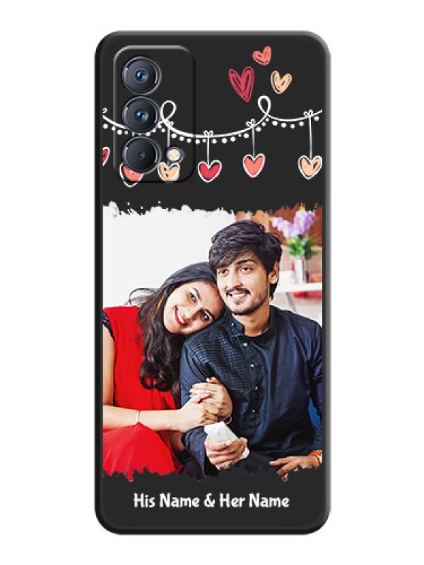 Custom Pink Love Hangings with Name on Space Black Custom Soft Matte Phone Cases - Realme GT Master