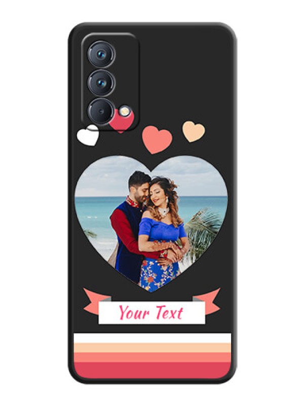 Custom Love Shaped Photo with Colorful Stripes on Personalised Space Black Soft Matte Cases - Realme GT Master