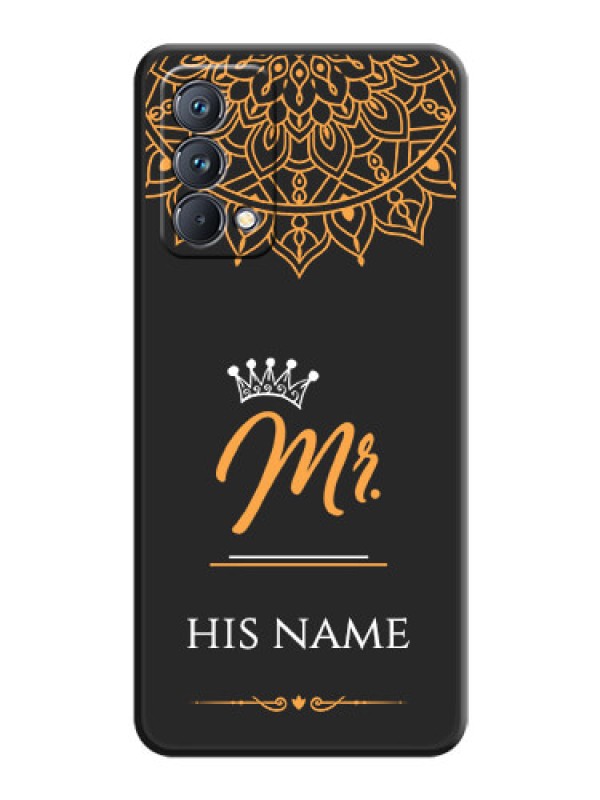 Custom Mr Name with Floral Design  on Personalised Space Black Soft Matte Cases - Realme GT Master