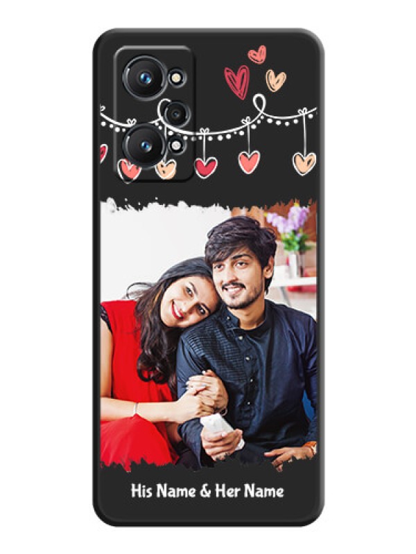 Custom Pink Love Hangings with Name on Space Black Custom Soft Matte Phone Cases - Realme GT Neo 2 5G