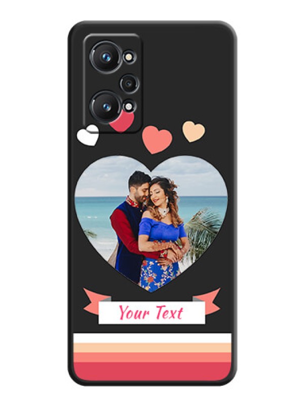 Custom Love Shaped Photo with Colorful Stripes on Personalised Space Black Soft Matte Cases - Realme GT Neo 2 5G