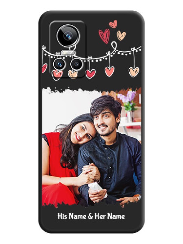 Custom Pink Love Hangings with Name on Space Black Custom Soft Matte Phone Cases - Realme GT Neo 3 150W
