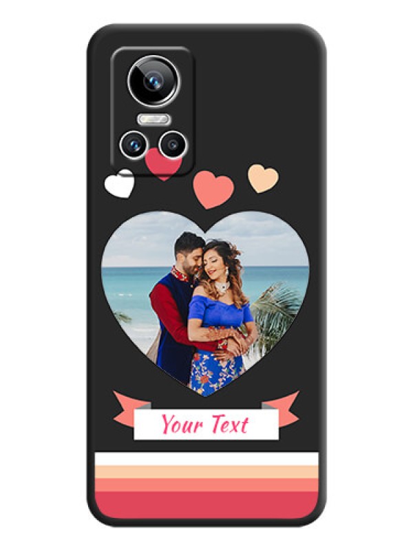 Custom Love Shaped Photo with Colorful Stripes on Personalised Space Black Soft Matte Cases - Realme GT Neo 3 150W