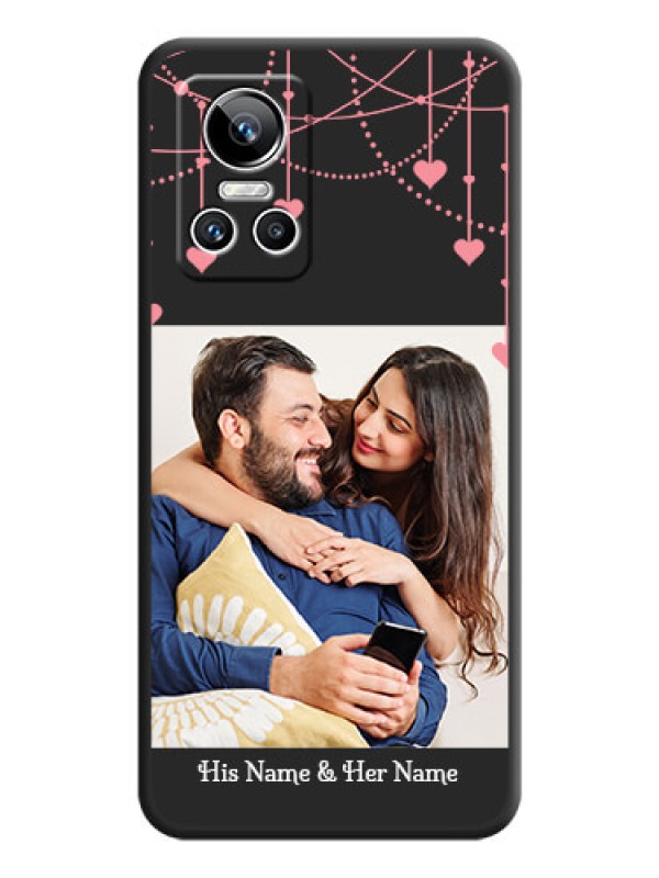 Custom Pink Love Hangings with Text on Space Black Custom Soft Matte Back Cover - Realme GT Neo 3 150W