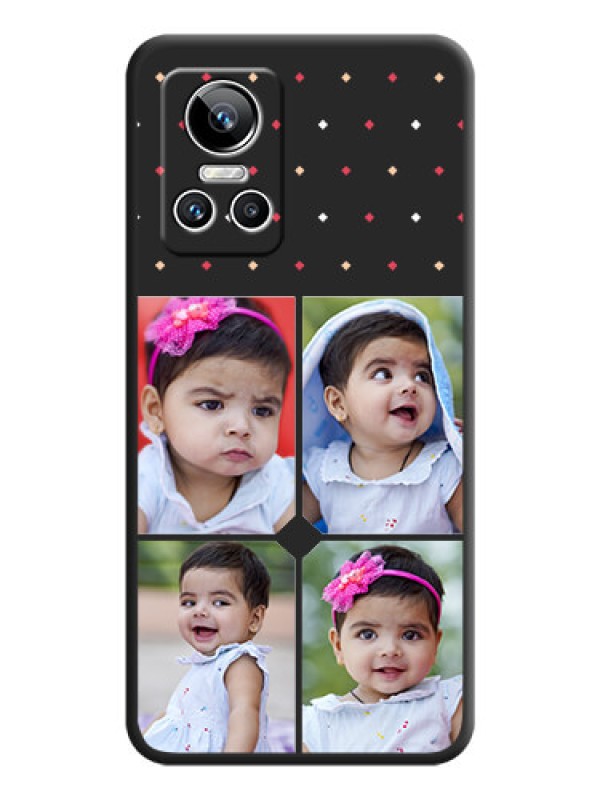 Custom Multicolor Dotted Pattern with 4 Image Holder on Space Black Custom Soft Matte Phone Cases - Realme GT Neo 3 150W