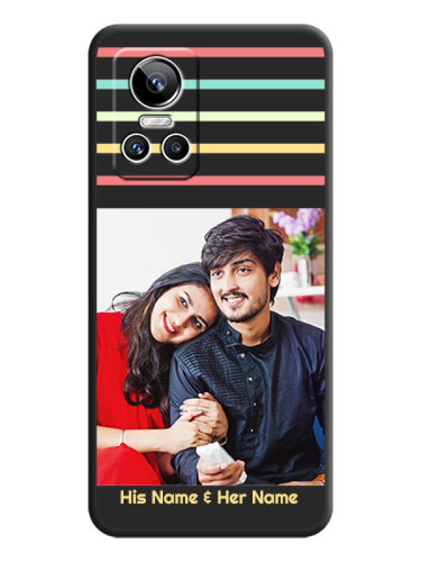 Custom Color Stripes with Photo and Text on Photo on Space Black Soft Matte Mobile Case - Realme GT Neo 3 150W
