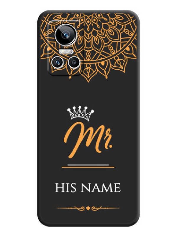 Custom Mr Name with Floral Design  on Personalised Space Black Soft Matte Cases - Realme GT Neo 3 150W