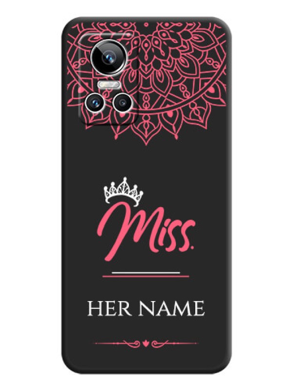 Custom Mrs Name with Floral Design on Space Black Personalized Soft Matte Phone Covers - Realme GT Neo 3 150W