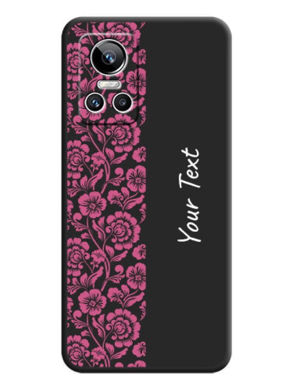 Custom Pink Floral Pattern Design With Custom Text On Space Black Personalized Soft Matte Phone Covers -Realme Gt Neo 3 150W