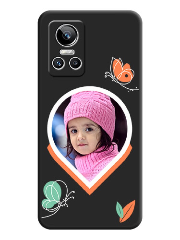 Custom Upload Pic With Simple Butterly Design On Space Black Personalized Soft Matte Phone Covers -Realme Gt Neo 3 150W