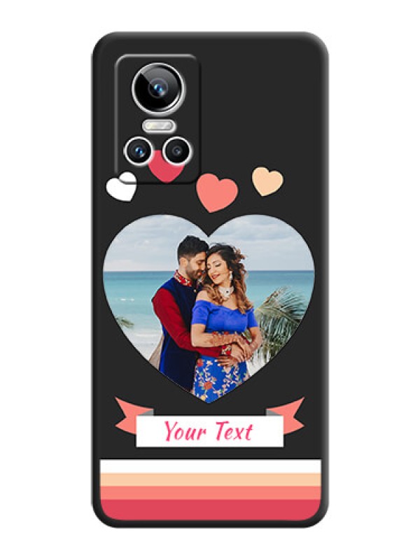 Custom Love Shaped Photo with Colorful Stripes on Personalised Space Black Soft Matte Cases - Realme GT Neo 3