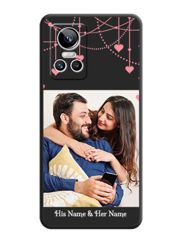 Custom Pink Love Hangings with Text on Space Black Custom Soft Matte Back Cover - Realme GT Neo 3