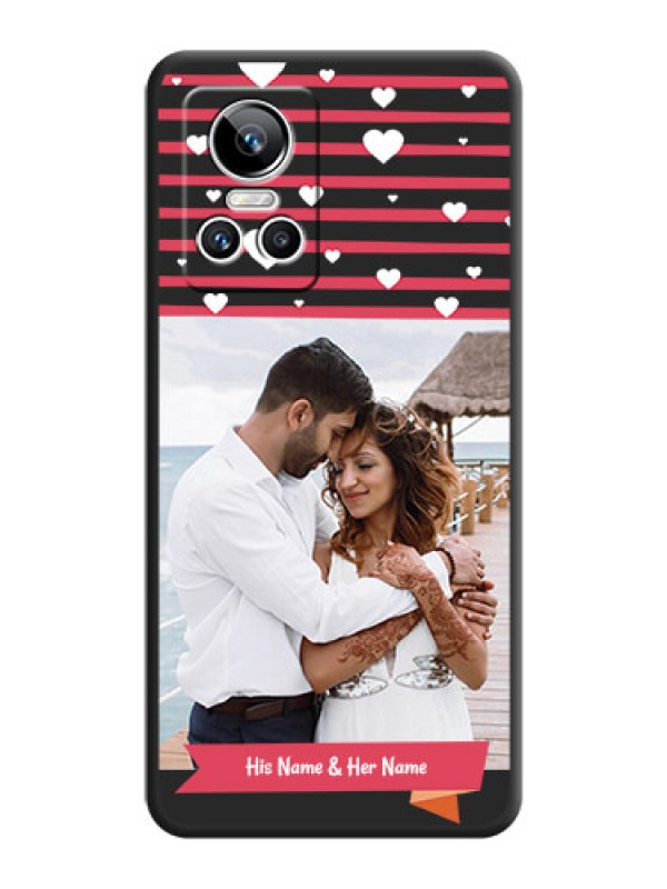 Custom White Color Love Symbols with Pink Lines Pattern on Space Black Custom Soft Matte Phone Cases - Realme GT Neo 3