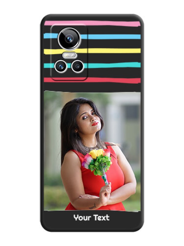 Custom Multicolor Lines with Image on Space Black Personalized Soft Matte Phone Covers - Realme GT Neo 3