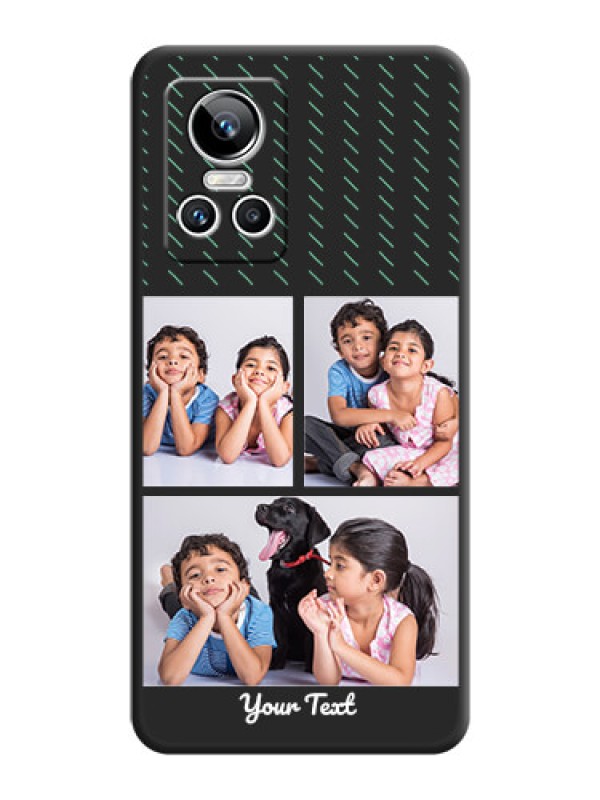 Custom Cross Dotted Pattern with 2 Image Holder  on Personalised Space Black Soft Matte Cases - Realme GT Neo 3