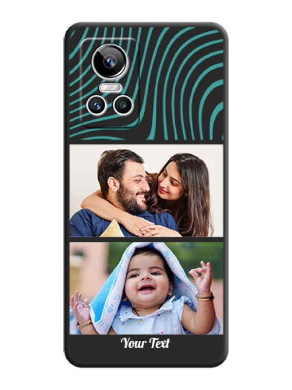 Custom Wave Pattern with 2 Image Holder on Space Black Personalized Soft Matte Phone Covers - Realme GT Neo 3