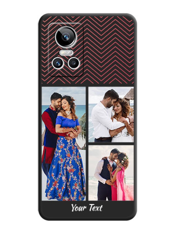 Custom Wave Pattern with 3 Image Holder on Space Black Custom Soft Matte Back Cover - Realme GT Neo 3