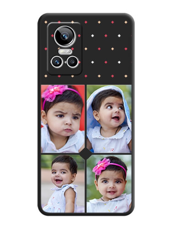 Custom Multicolor Dotted Pattern with 4 Image Holder on Space Black Custom Soft Matte Phone Cases - Realme GT Neo 3