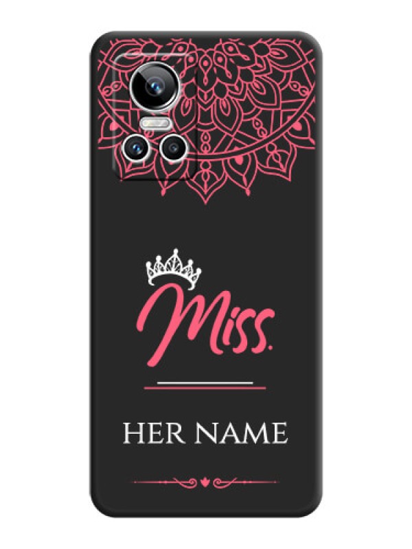 Custom Mrs Name with Floral Design on Space Black Personalized Soft Matte Phone Covers - Realme GT Neo 3