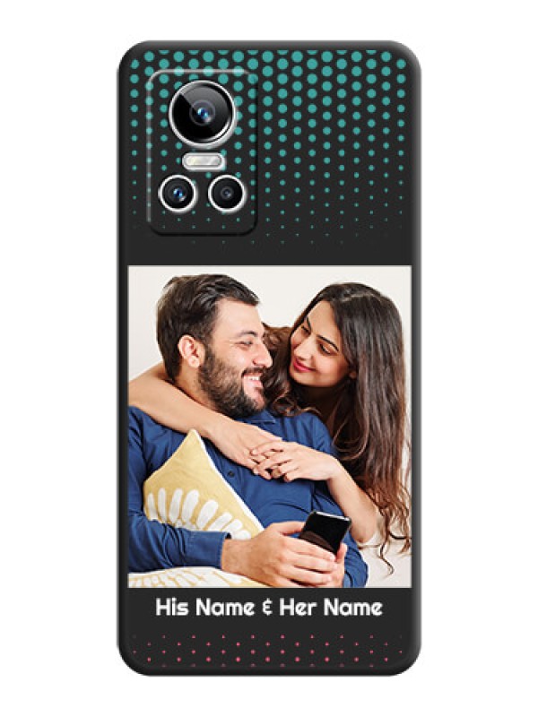 Custom Faded Dots with Grunge Photo Frame and Text on Space Black Custom Soft Matte Phone Cases - Realme GT Neo 3