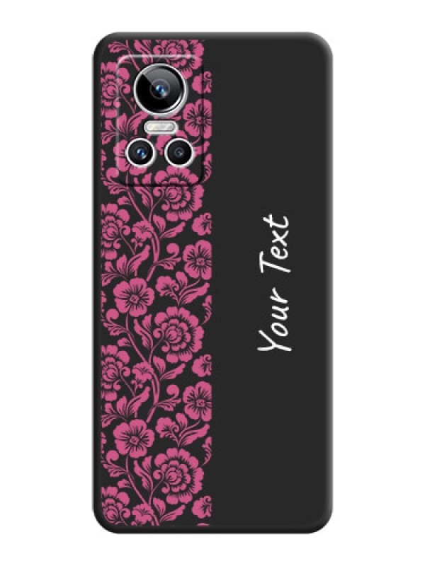 Custom Pink Floral Pattern Design With Custom Text On Space Black Personalized Soft Matte Phone Covers -Realme Gt Neo 3