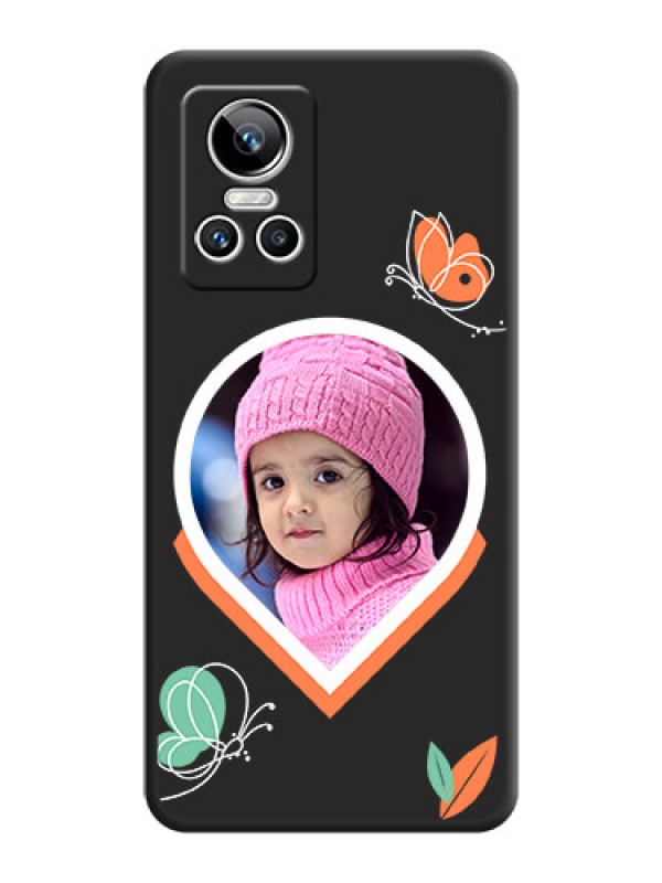 Custom Upload Pic With Simple Butterly Design On Space Black Personalized Soft Matte Phone Covers -Realme Gt Neo 3