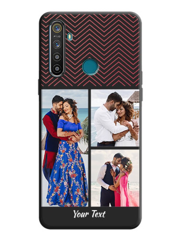 Custom Wave Pattern with 3 Image Holder on Space Black Custom Soft Matte Back Cover - Realme Narzo 10
