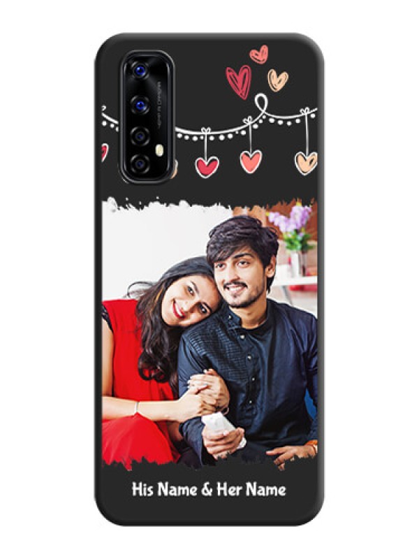 Custom Pink Love Hangings with Name on Space Black Custom Soft Matte Phone Cases - Realme Narzo 20 Pro