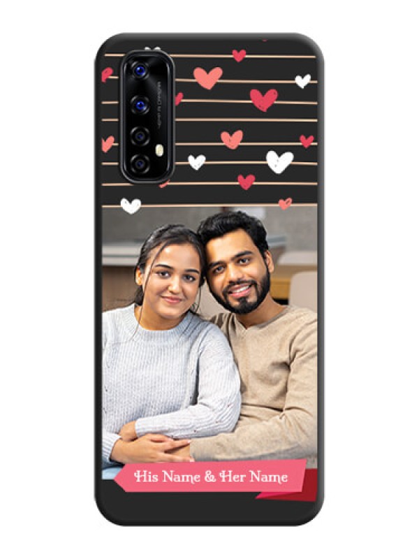 Custom Love Pattern with Name on Pink Ribbon  on Photo on Space Black Soft Matte Back Cover - Realme Narzo 20 Pro