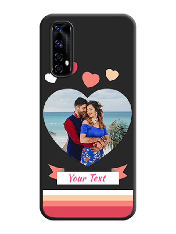 Custom Love Shaped Photo with Colorful Stripes on Personalised Space Black Soft Matte Cases - Realme Narzo 20 Pro