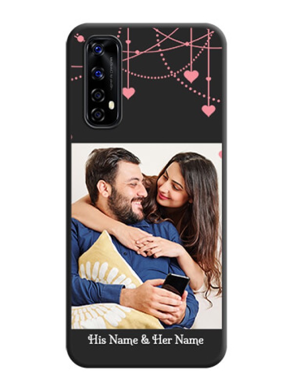 Custom Pink Love Hangings with Text on Space Black Custom Soft Matte Back Cover - Realme Narzo 20 Pro