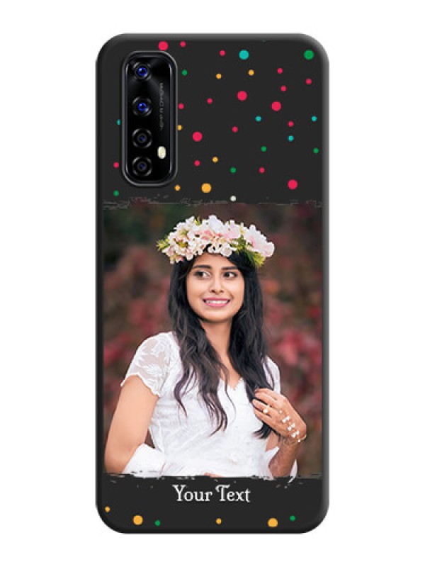 Custom Multicolor Dotted Pattern with Text on Space Black Custom Soft Matte Phone Back Cover - Realme Narzo 20 Pro