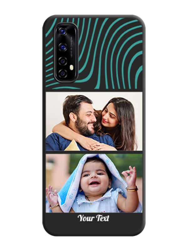 Custom Wave Pattern with 2 Image Holder on Space Black Personalized Soft Matte Phone Covers - Realme Narzo 20 Pro