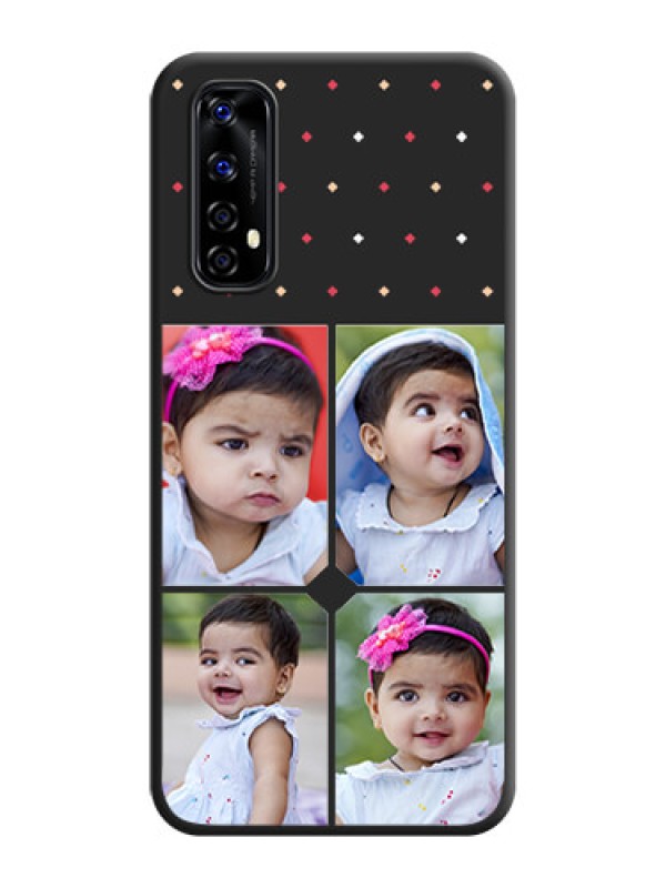 Custom Multicolor Dotted Pattern with 4 Image Holder on Space Black Custom Soft Matte Phone Cases - Realme Narzo 20 Pro