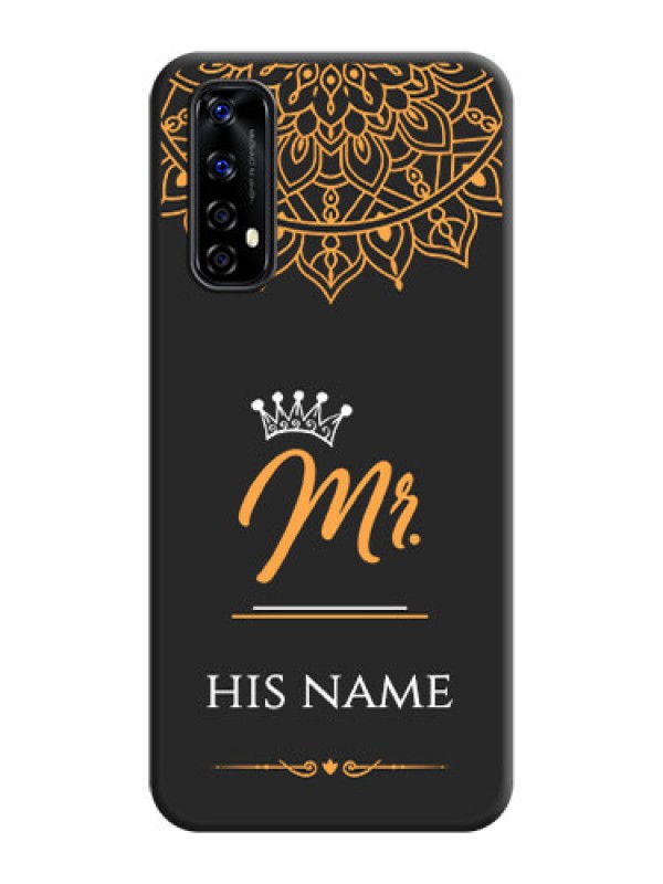 Custom Mr Name with Floral Design  on Personalised Space Black Soft Matte Cases - Realme Narzo 20 Pro