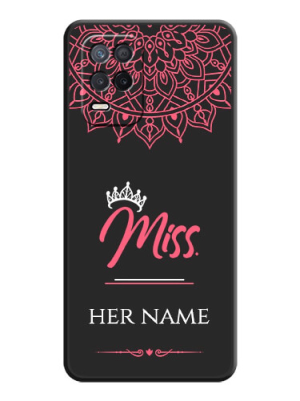 Custom Mrs Name with Floral Design on Space Black Personalized Soft Matte Phone Covers - Narzo 30 5G