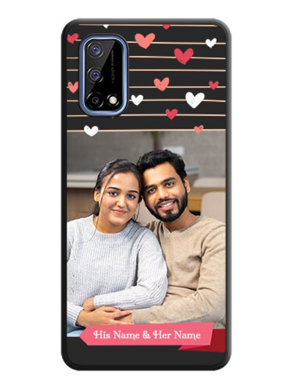 Custom Love Pattern with Name on Pink Ribbon on Photo on Space Black Soft Matte Back Cover - Realme Narzo 30 Pro 5G