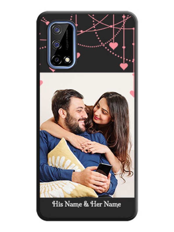 Custom Pink Love Hangings with Text on Space Black Custom Soft Matte Back Cover - Realme Narzo 30 Pro 5G