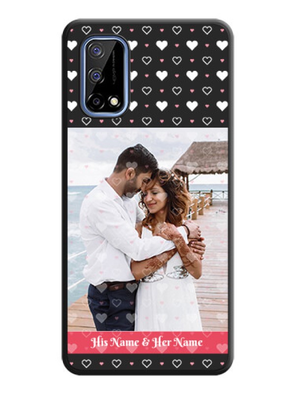 Custom White Color Love Symbols with Text Design on Photo on Space Black Soft Matte Phone Cover - Realme Narzo 30 Pro 5G