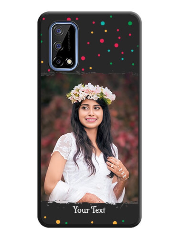 Custom Multicolor Dotted Pattern with Text on Space Black Custom Soft Matte Phone Back Cover - Realme Narzo 30 Pro 5G
