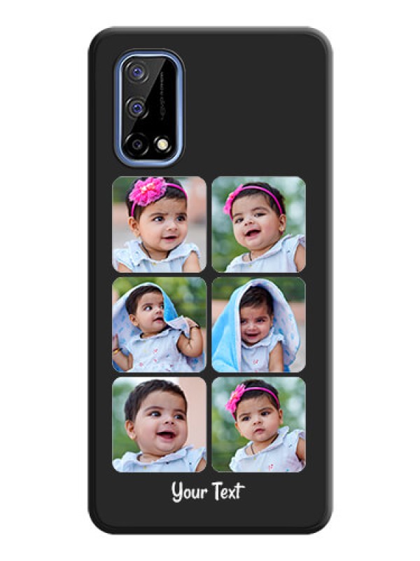 Custom Floral Art with 6 Image Holder on Photo on Space Black Soft Matte Mobile Case - Realme Narzo 30 Pro 5G